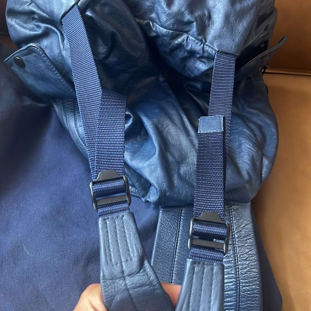 Navy Leather Backpack - Picture 7 of 8